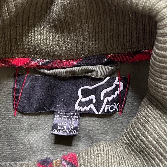 Y2K Fox Racing Women’s Army Green Military Style Zip & Button Jacket Sz Medium - Picture 3 of 9